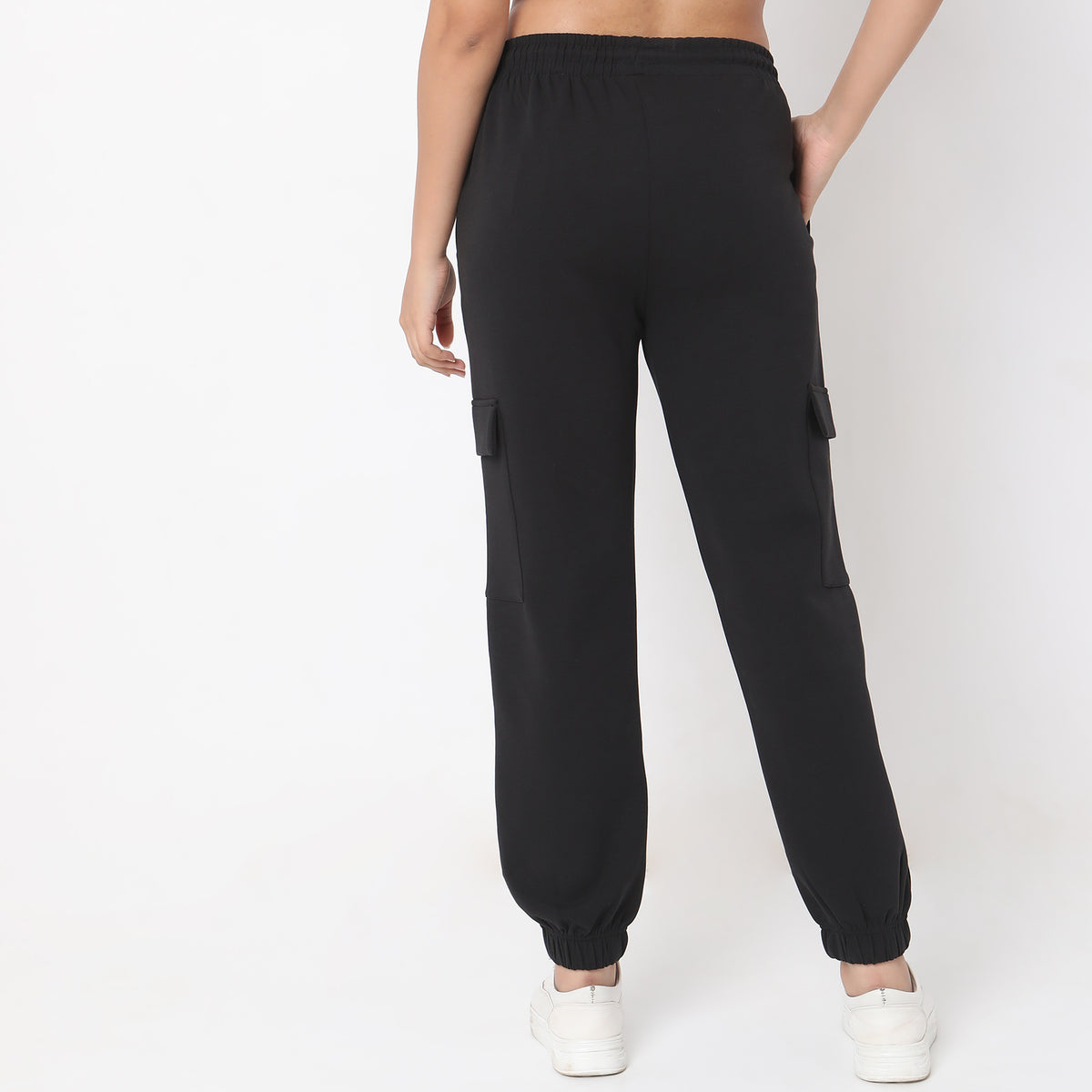 Regular Fit Solid High Rise Joggers