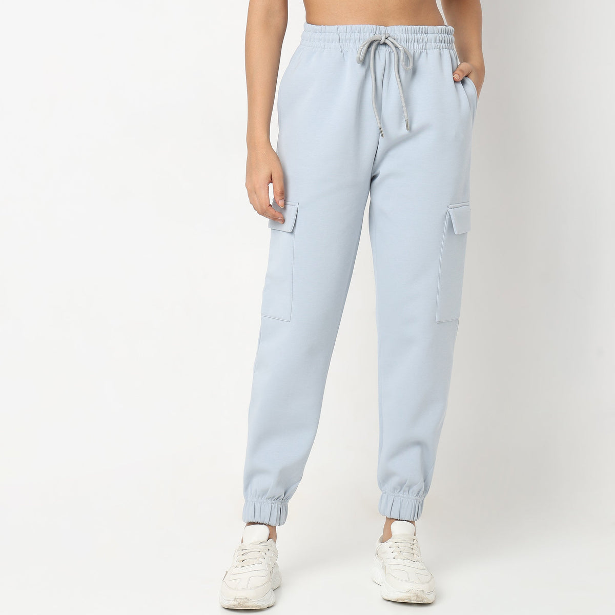 Regular Fit Solid High Rise Joggers