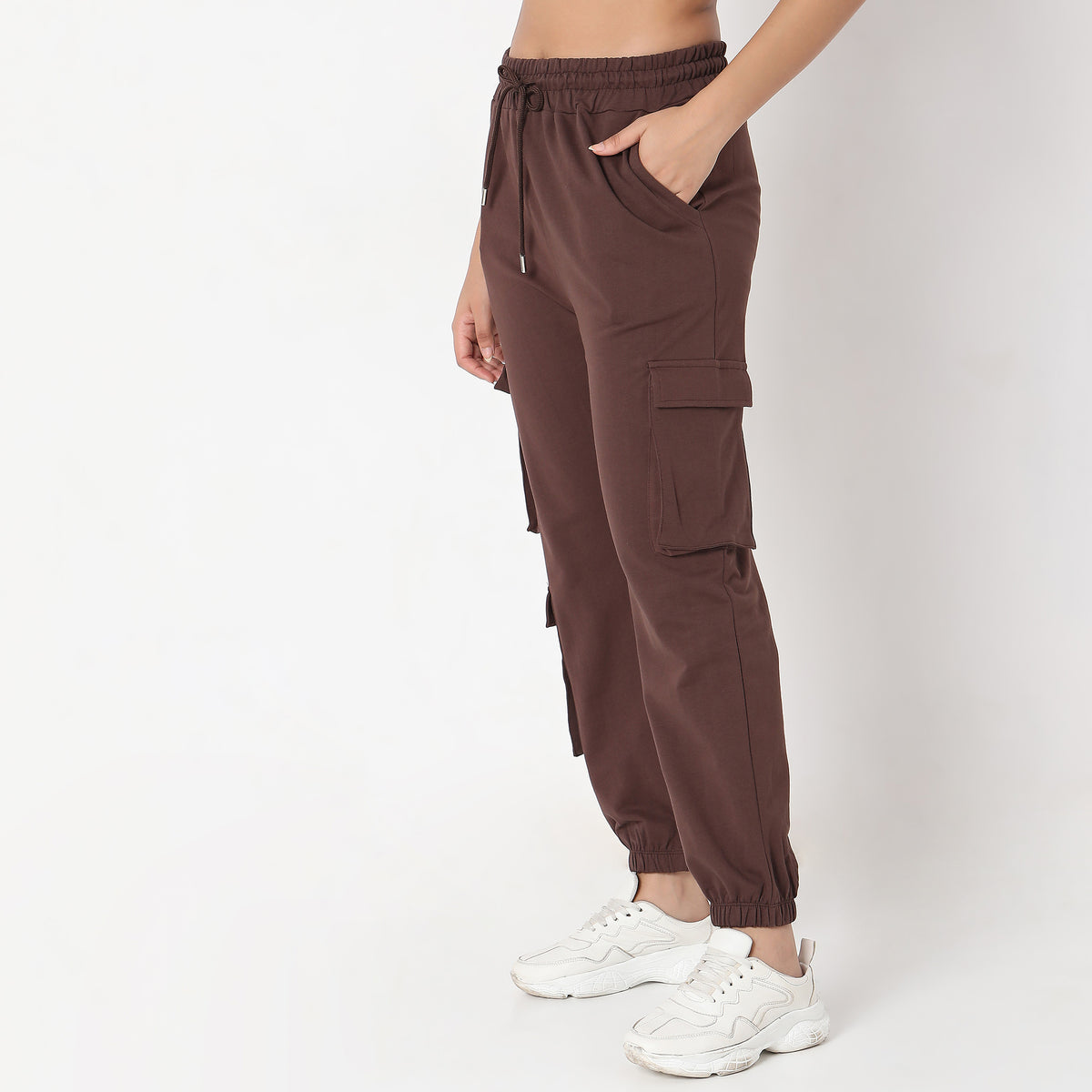 Regular Fit Solid High Rise Joggers