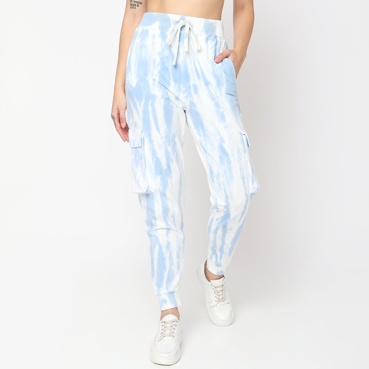 Women Wearing Regular Fit Tie - Dye High Rise Joggers