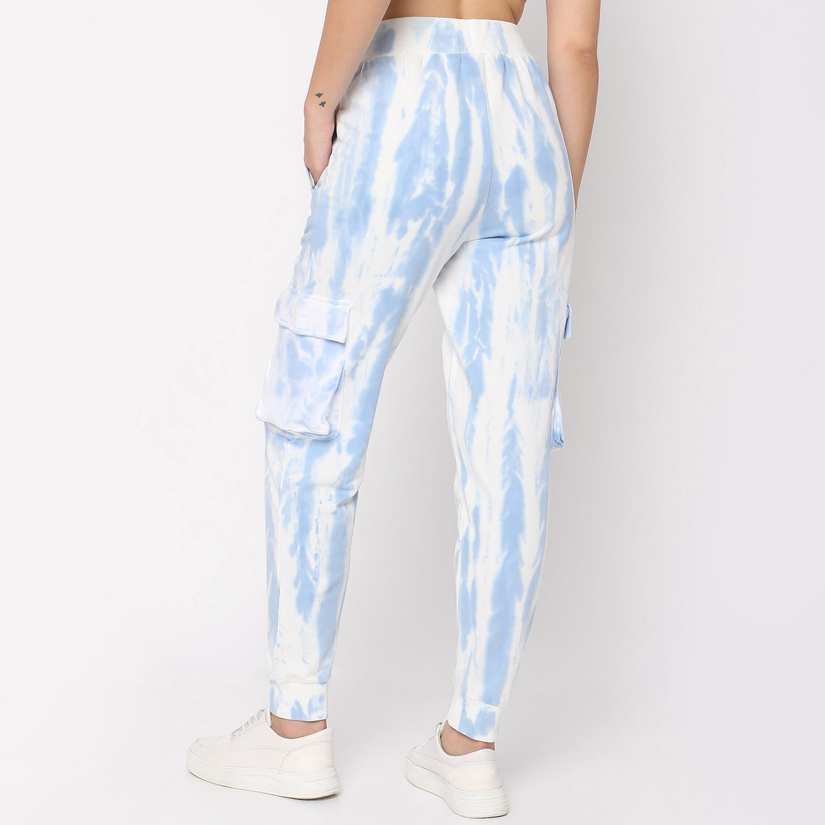 Women Wearing Regular Fit Tie - Dye High Rise Joggers