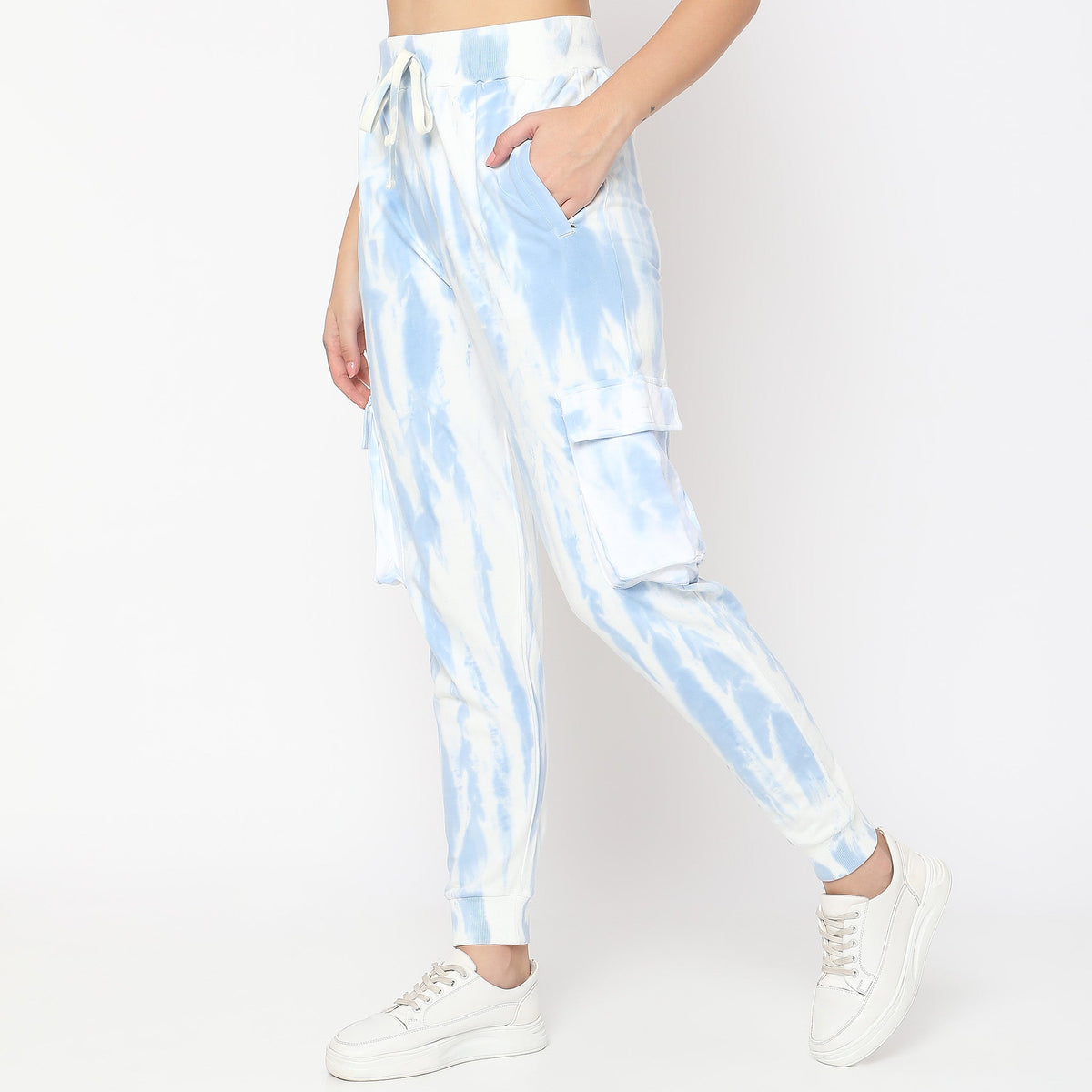 Women Wearing Regular Fit Tie - Dye High Rise Joggers