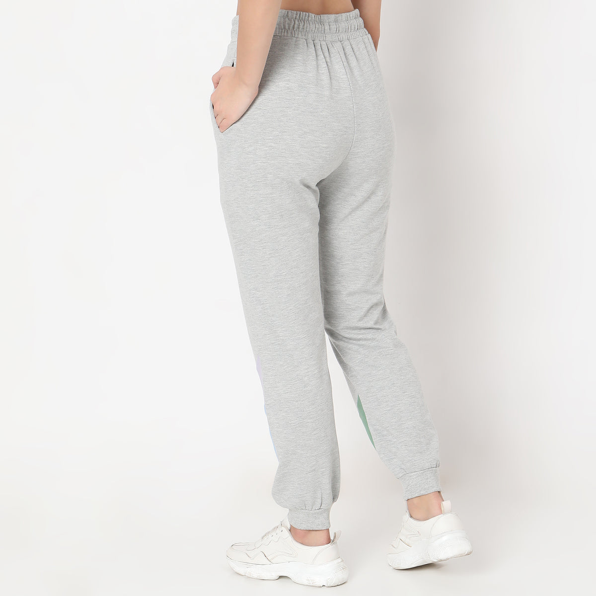 Regular Fit Solid High Rise Joggers