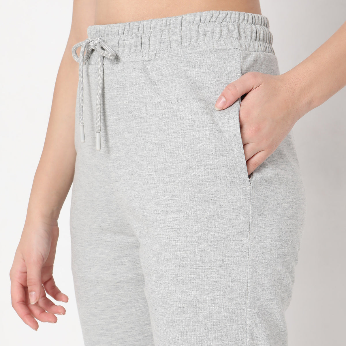 Regular Fit Solid High Rise Joggers