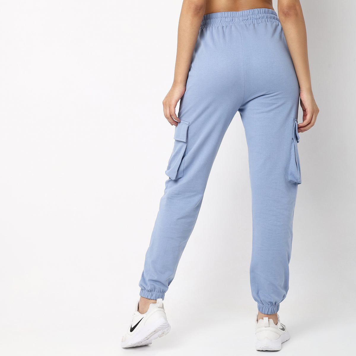 Regular Fit Solid High Rise Joggers