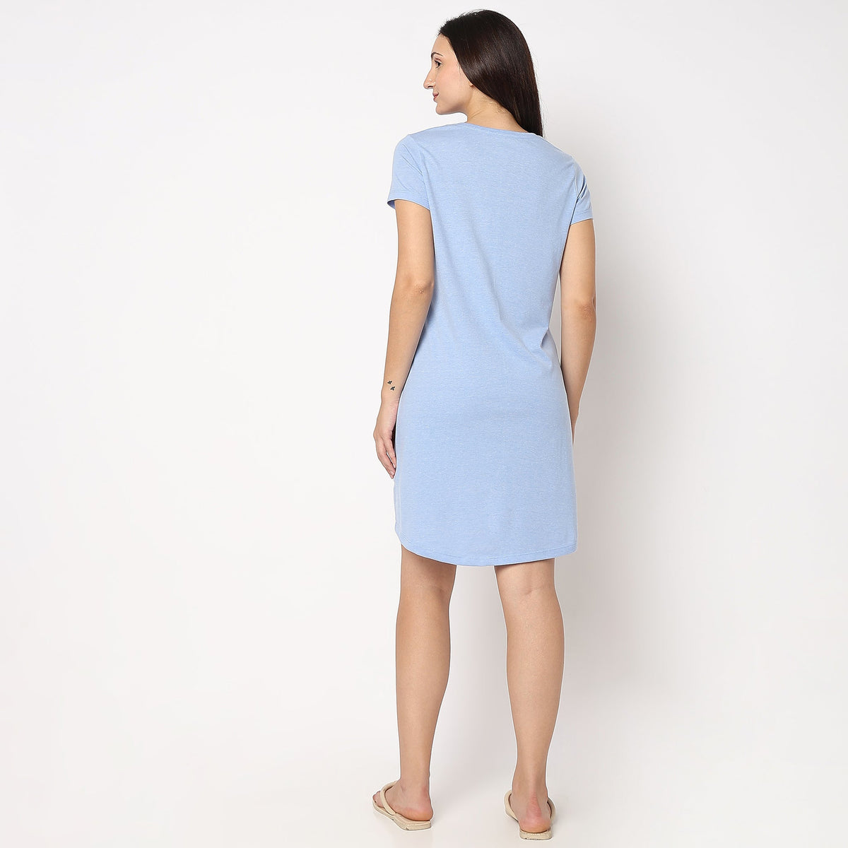 Women Wearing Regular Fit Solid Short Gown