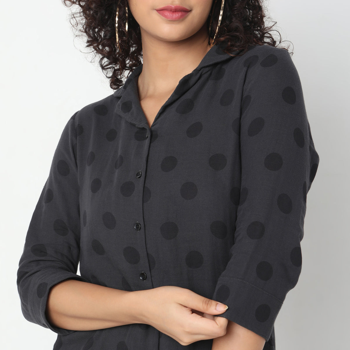 Regular Fit Polka Dots Short Gown