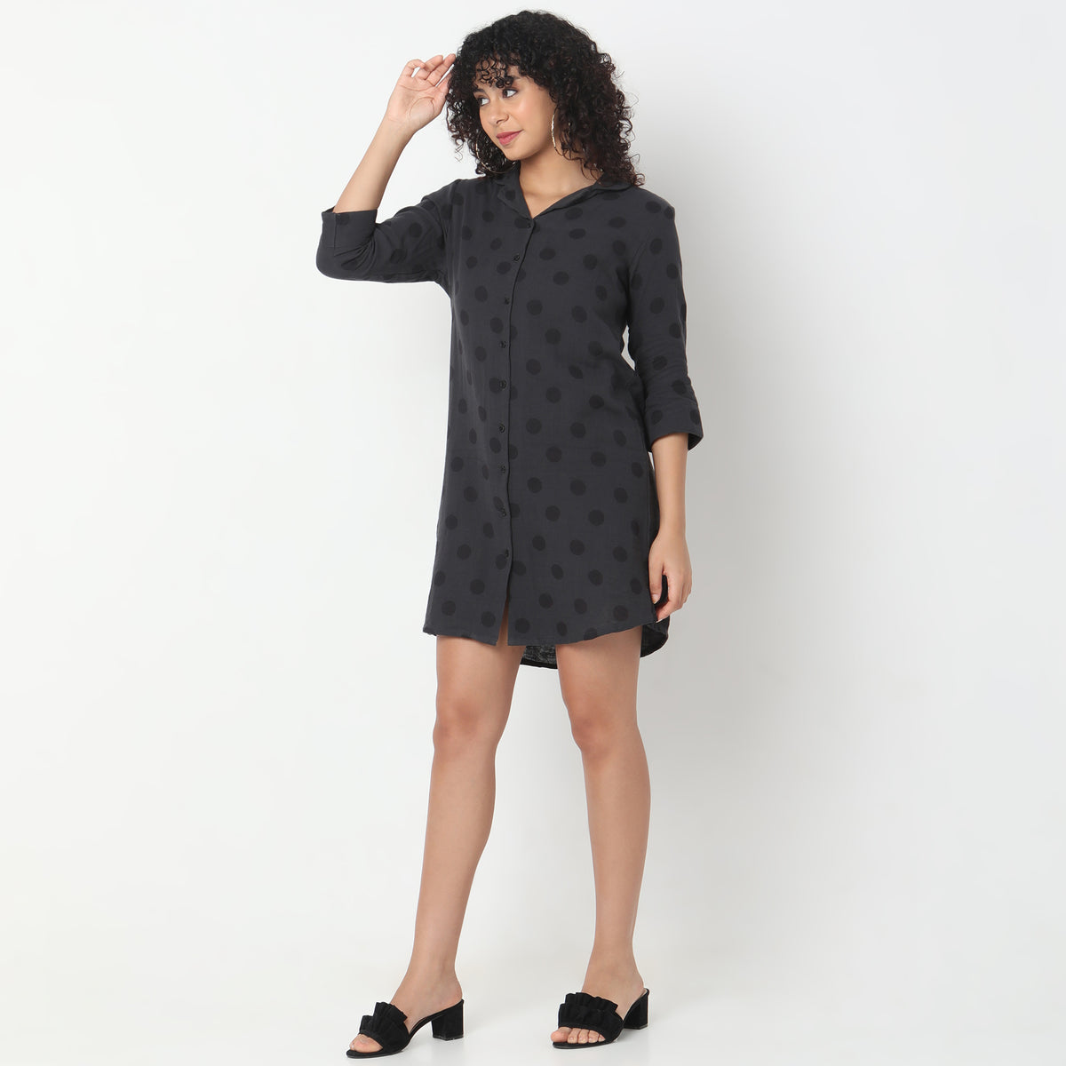 Regular Fit Polka Dots Short Gown