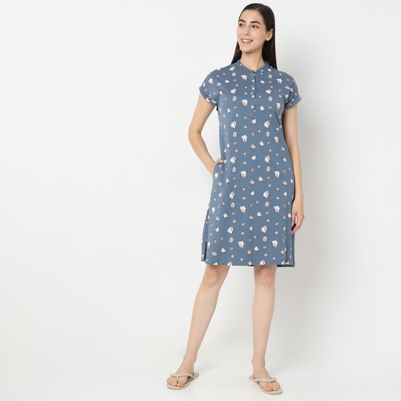 Regular Fit Graphic Short Gown