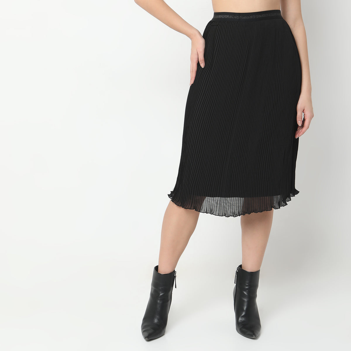 Regular Fit Striped Mid Rise Skirts