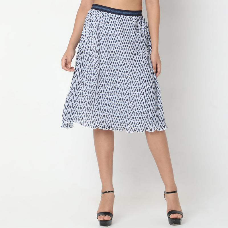 Regular Fit Printed Mid Rise Skirts