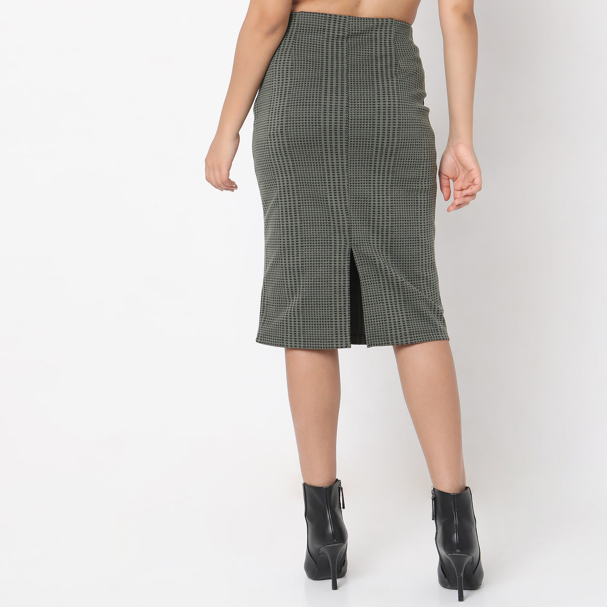 Slim Fit Jacquard Mid Rise Skirts