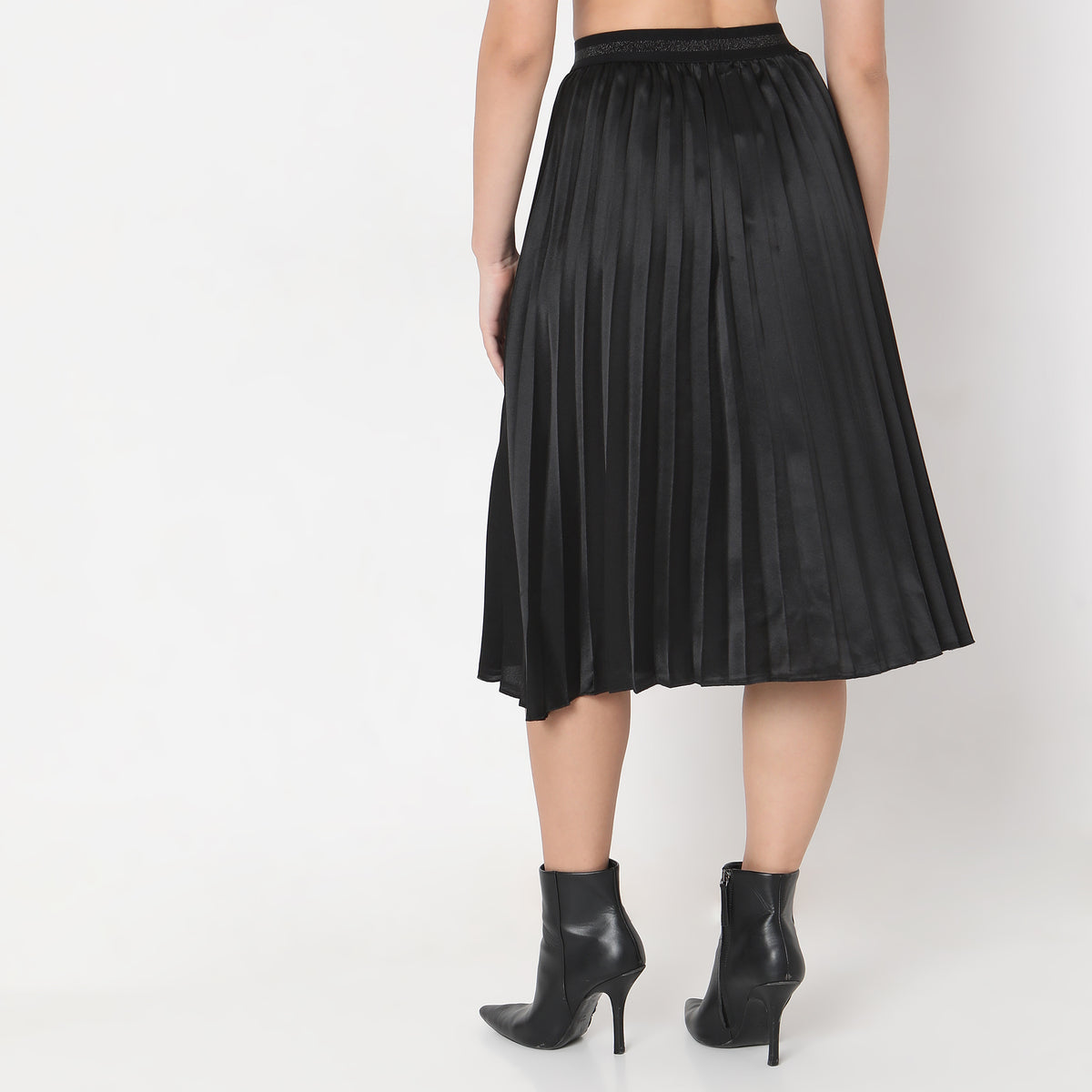 Flare Fit Solid Mid Rise Skirts