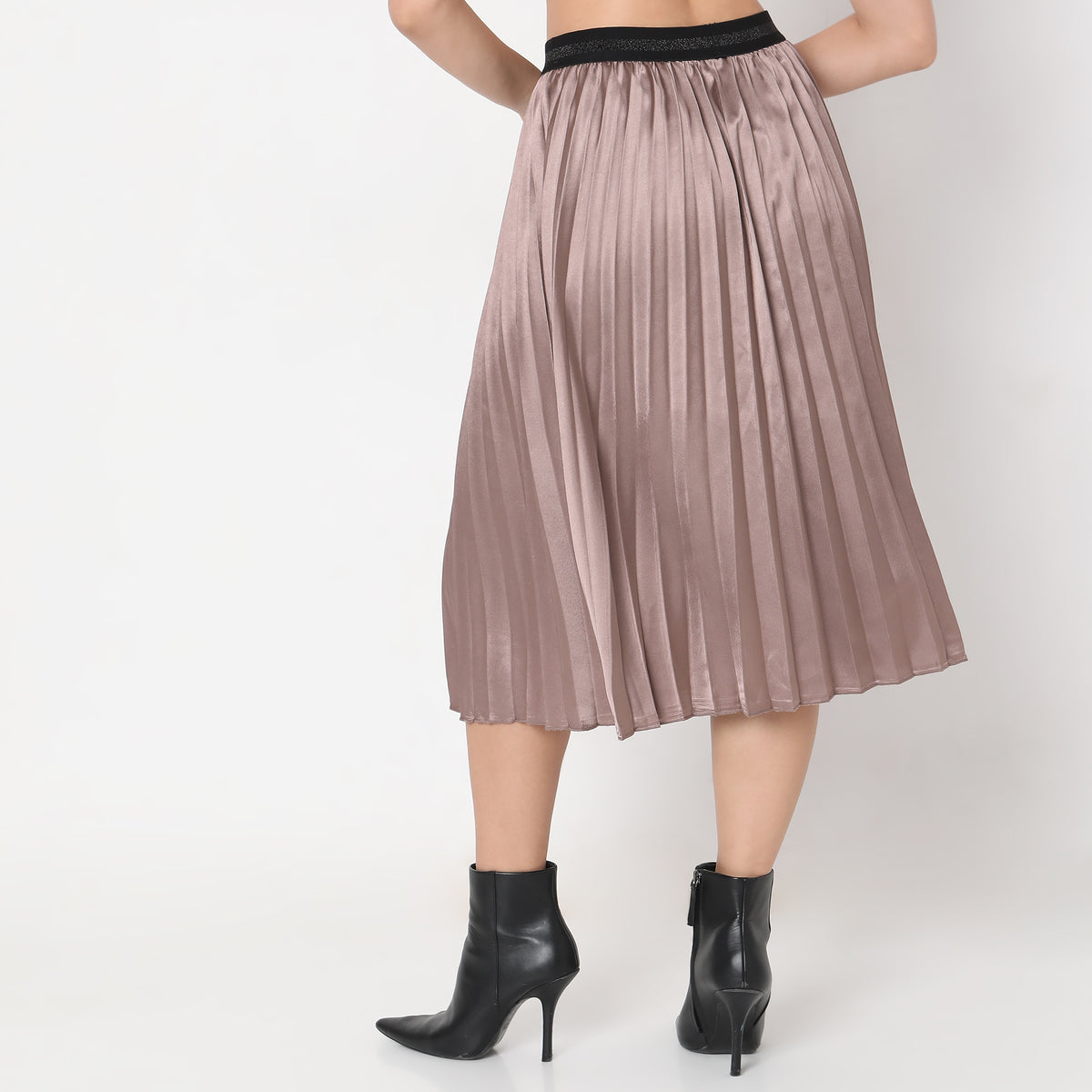 Flare Fit Solid Mid Rise Skirts