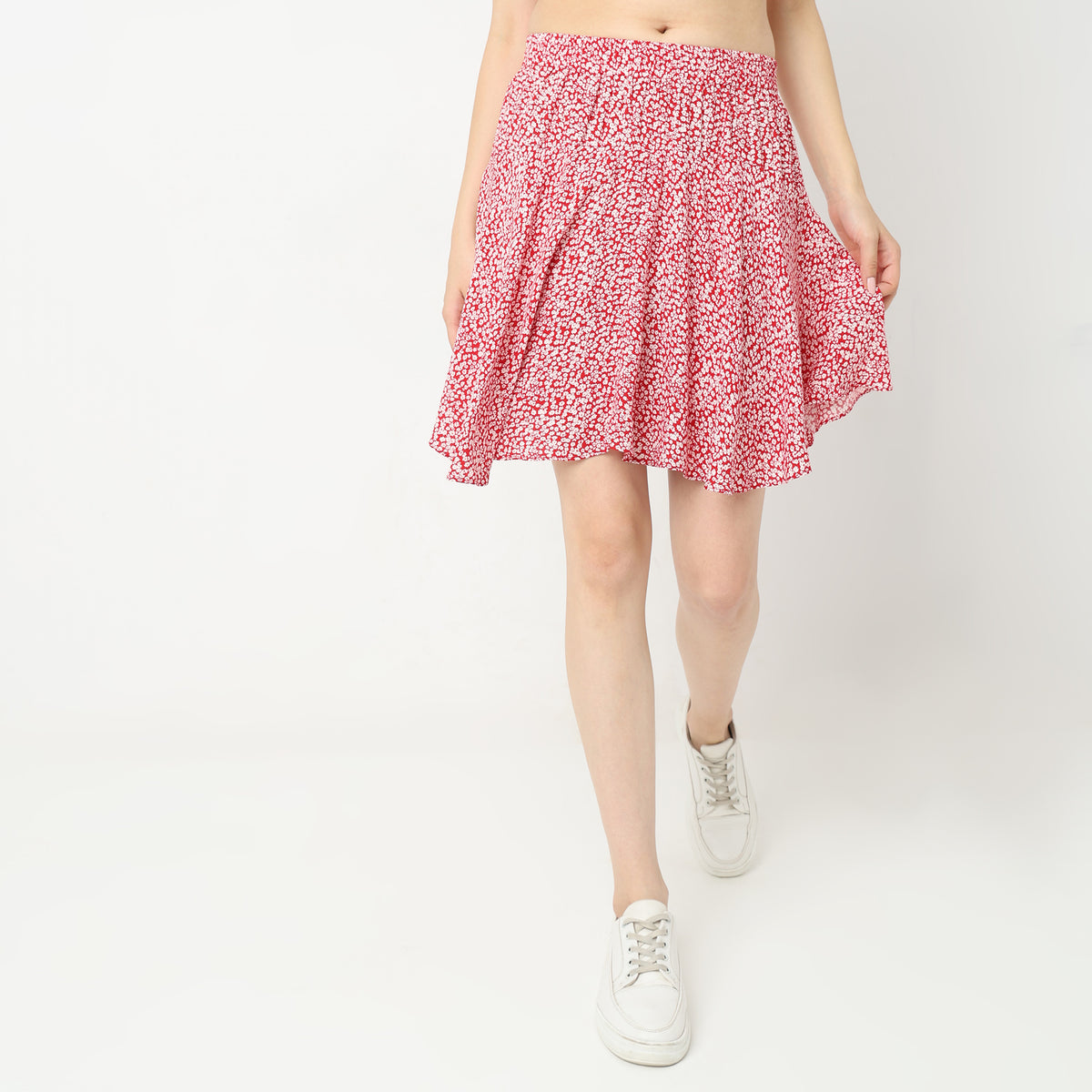 Flare Fit Floral Mid Rise Skirts