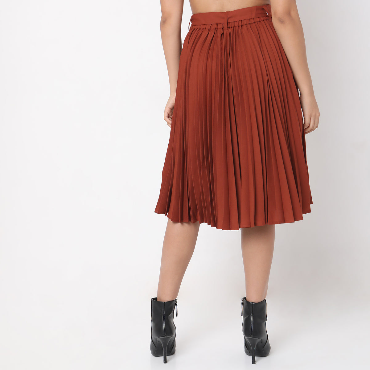 Regular Fit Solid Mid Rise Skirts