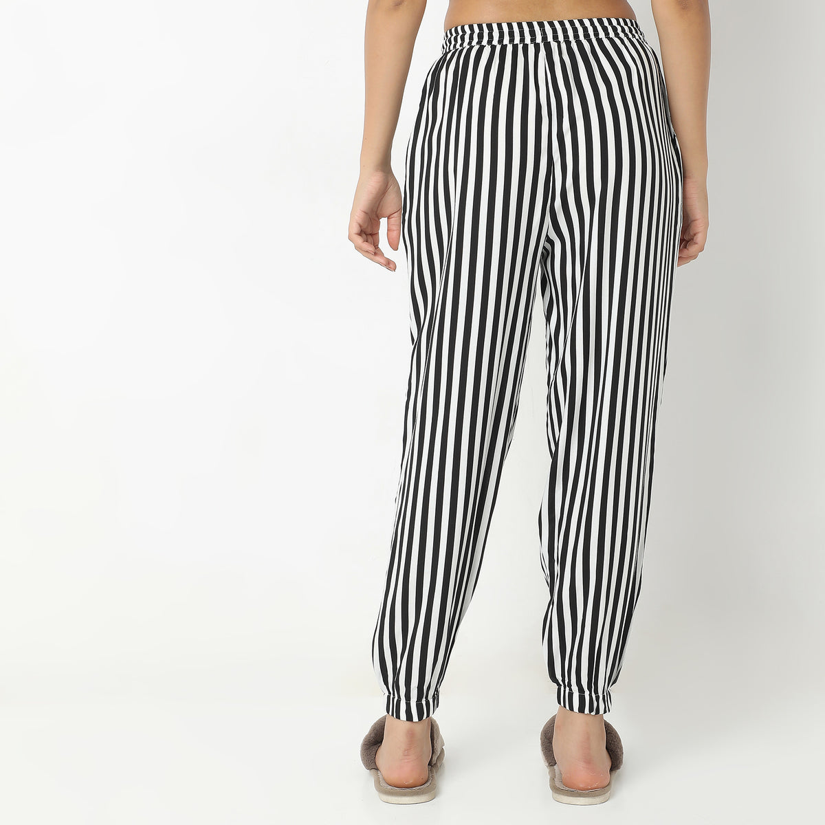 Regular Fit Striped Mid Rise Joggers