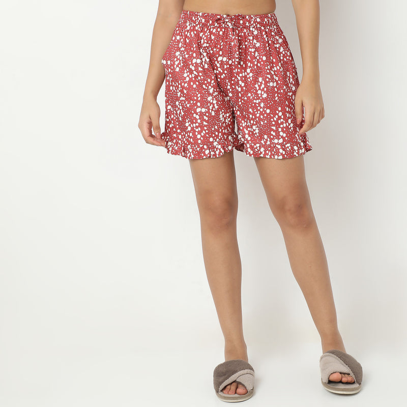 Regular Fit Printed Mid Rise Shorts