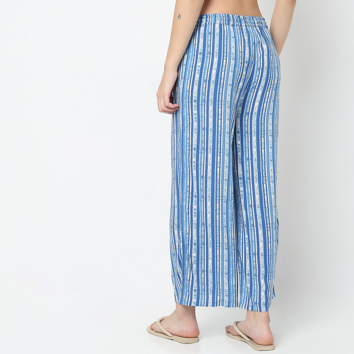 Regular Fit Striped Mid Rise Palazzos