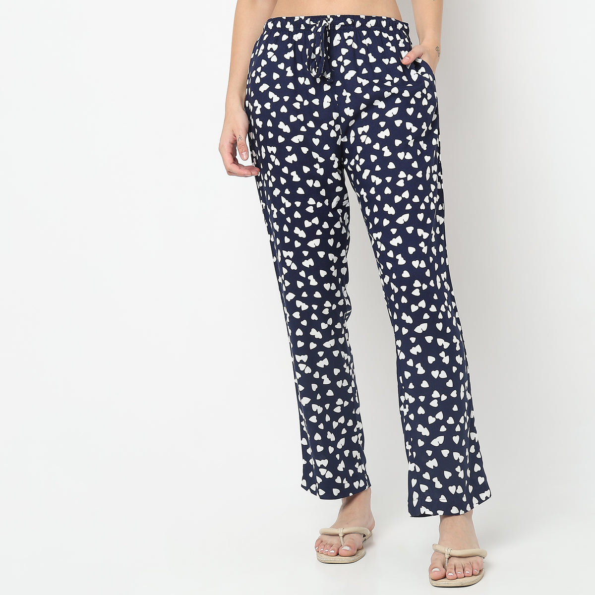 Regular Fit Heart Mid Rise Pyjamas