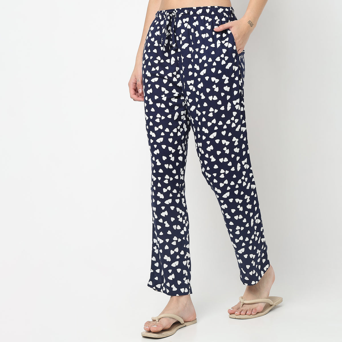 Regular Fit Heart Mid Rise Pyjamas