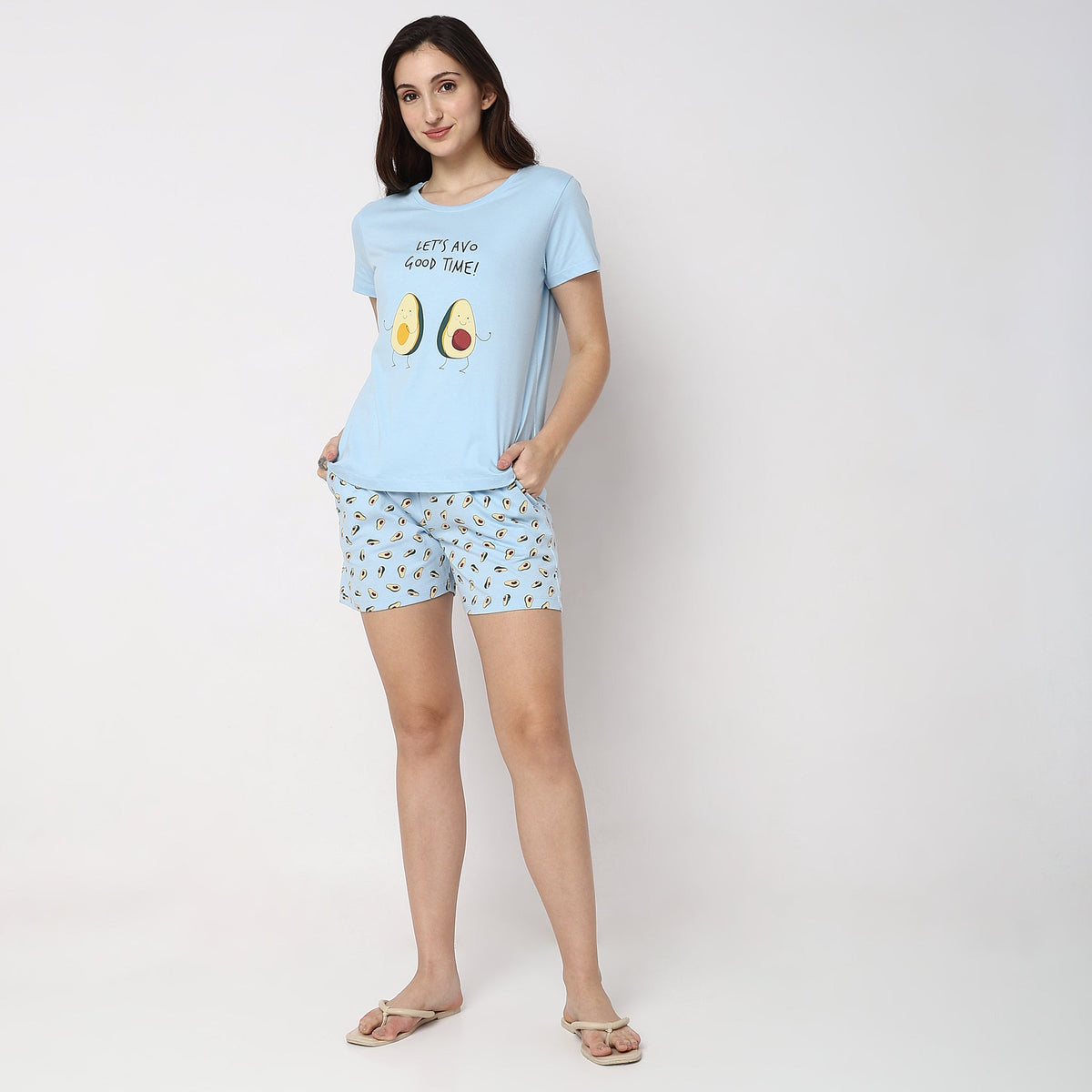 Women Wearing Regular Fit Printed Sleepwear Set