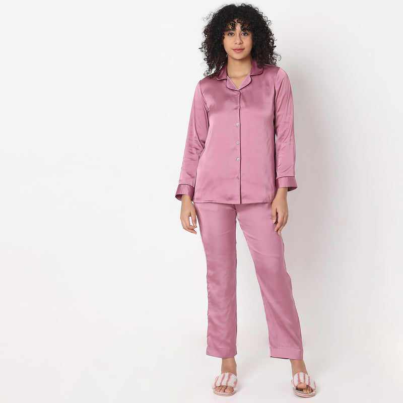 Regular Fit Solid Sleepwear Sets