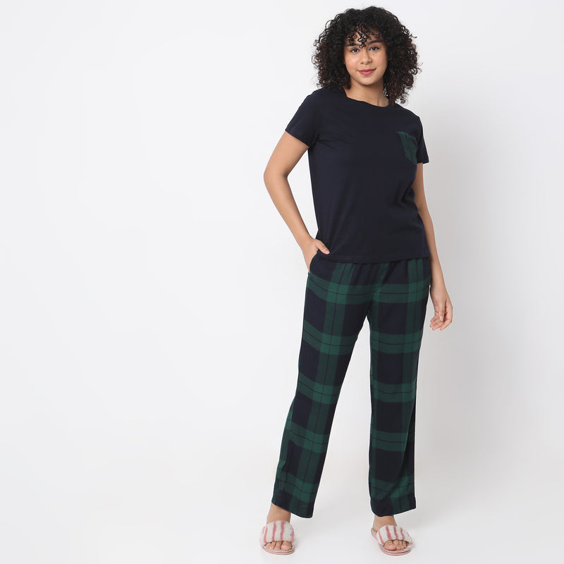 Regular Fit Checkered Sleepwear Sets