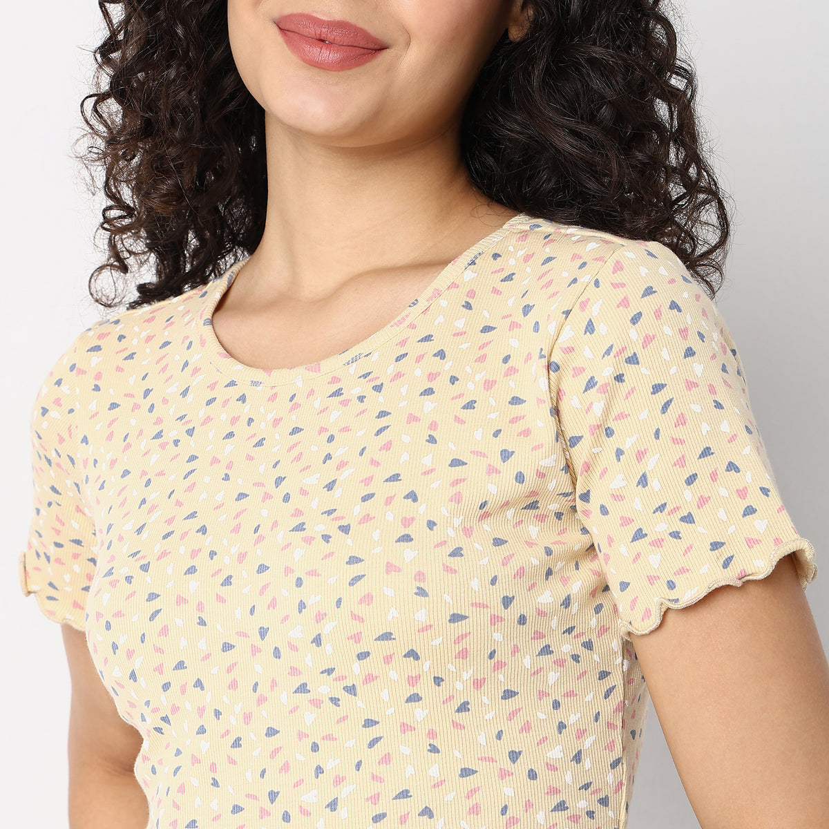 Regular Fit Printed Sleepwear Top