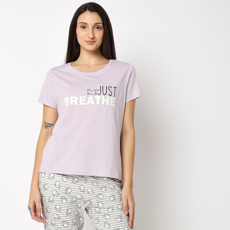 Women Wearing Regular Fit Printed T-Shirt