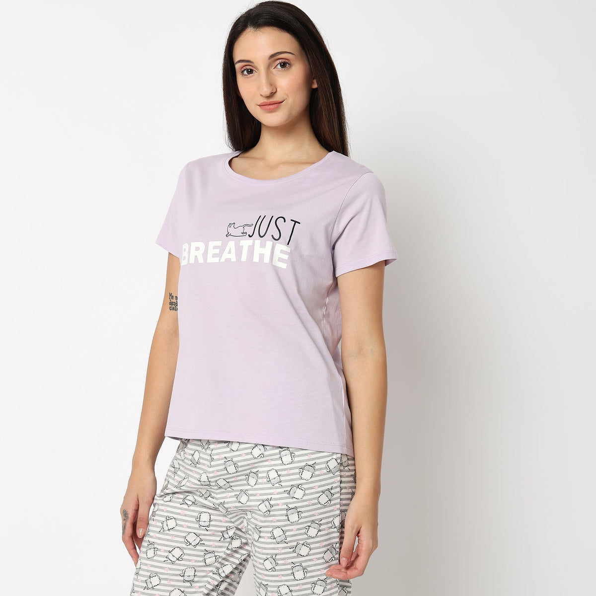 Women Wearing Regular Fit Printed T-Shirt