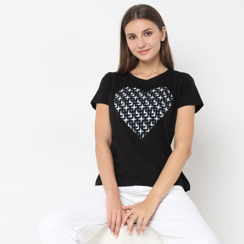 Regular Fit Heart Top