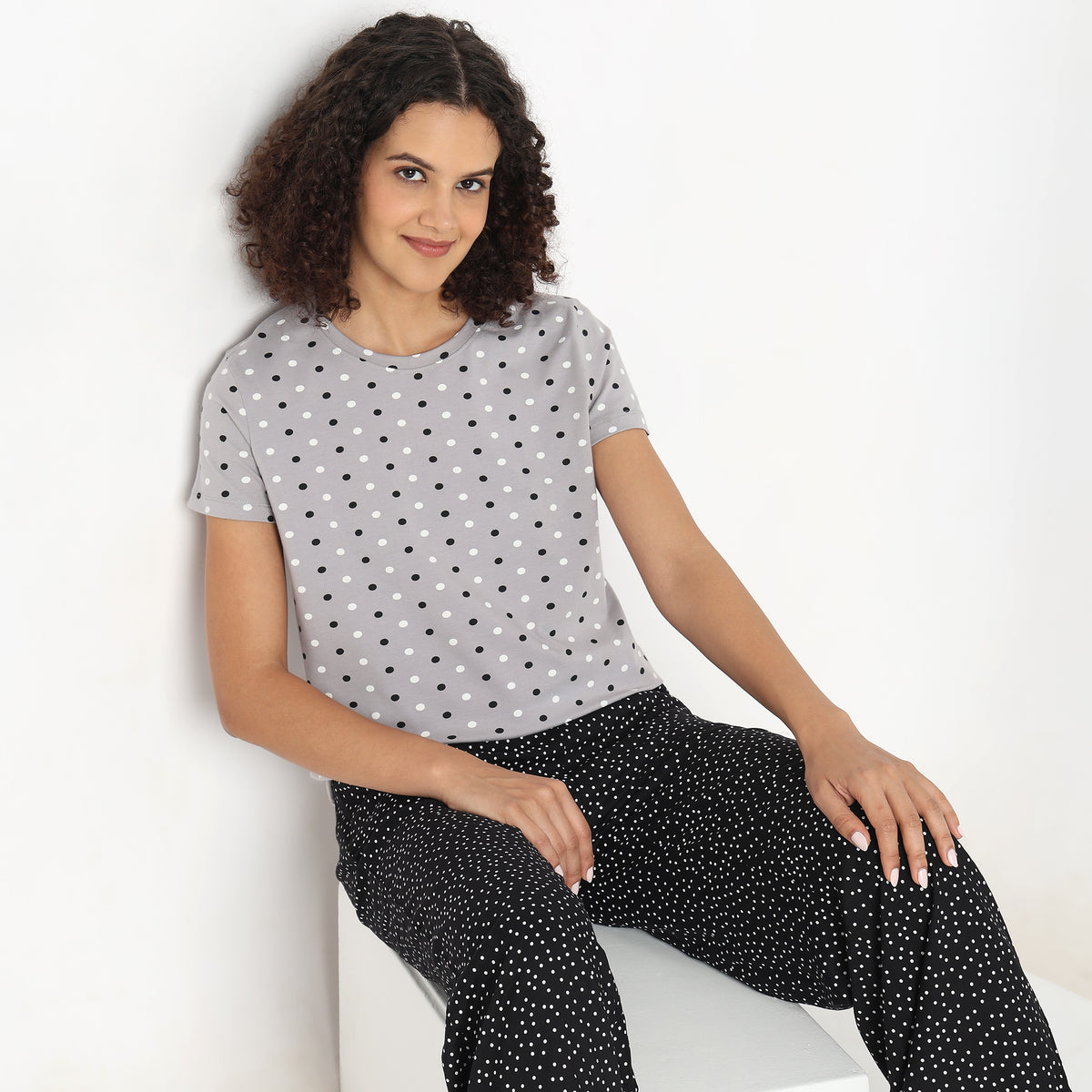 Regular Fit Polka Dot Sleepwear Top