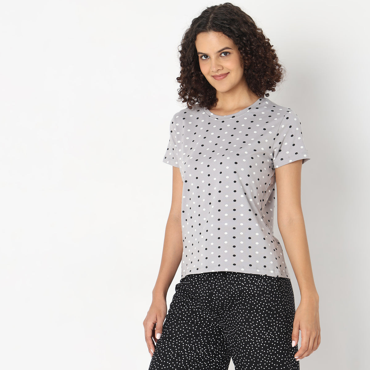 Regular Fit Polka Dot Sleepwear Top