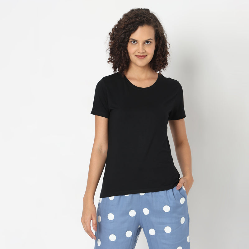 Regular Fit Solid Sleepwear Top