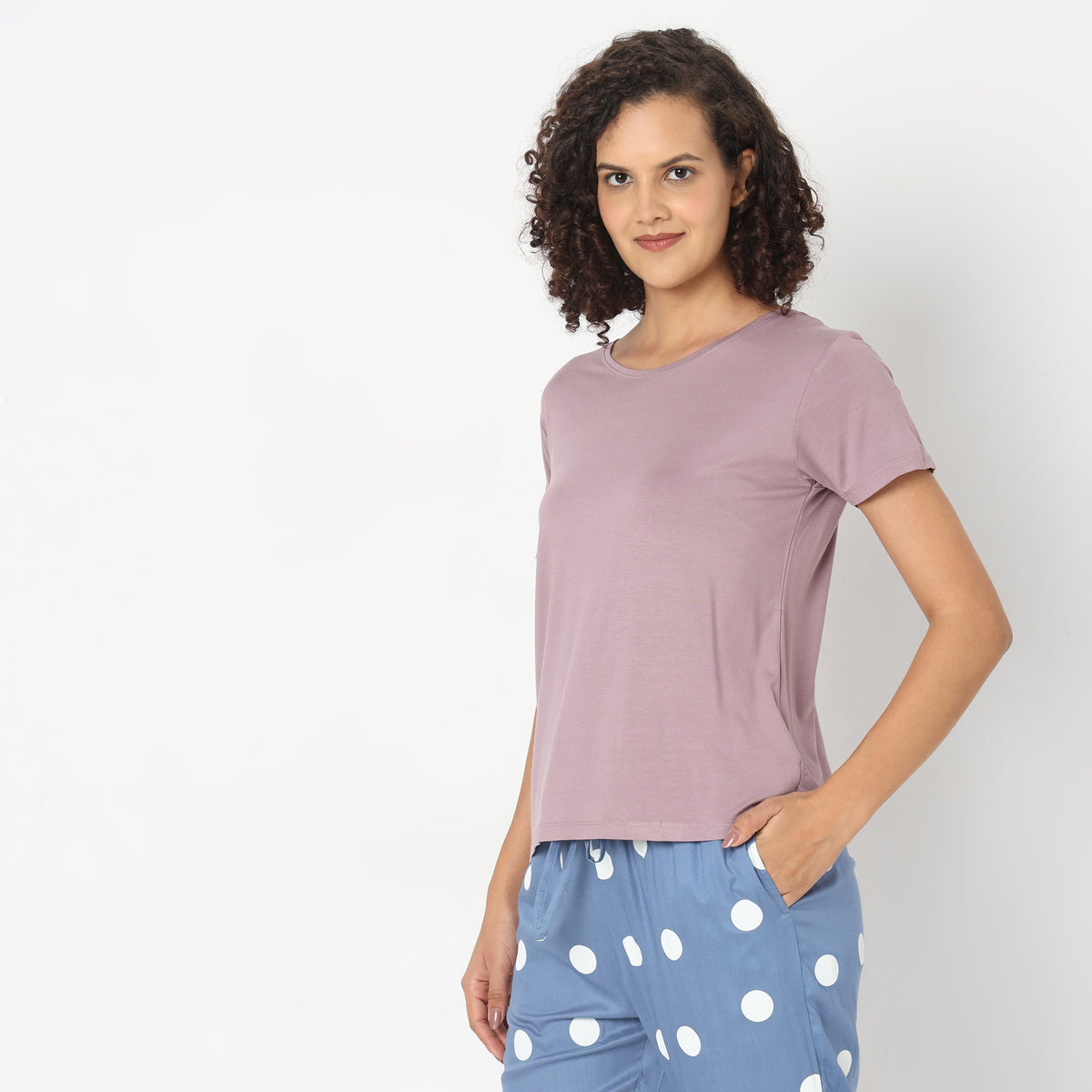 Regular Fit Solid Sleepwear Top