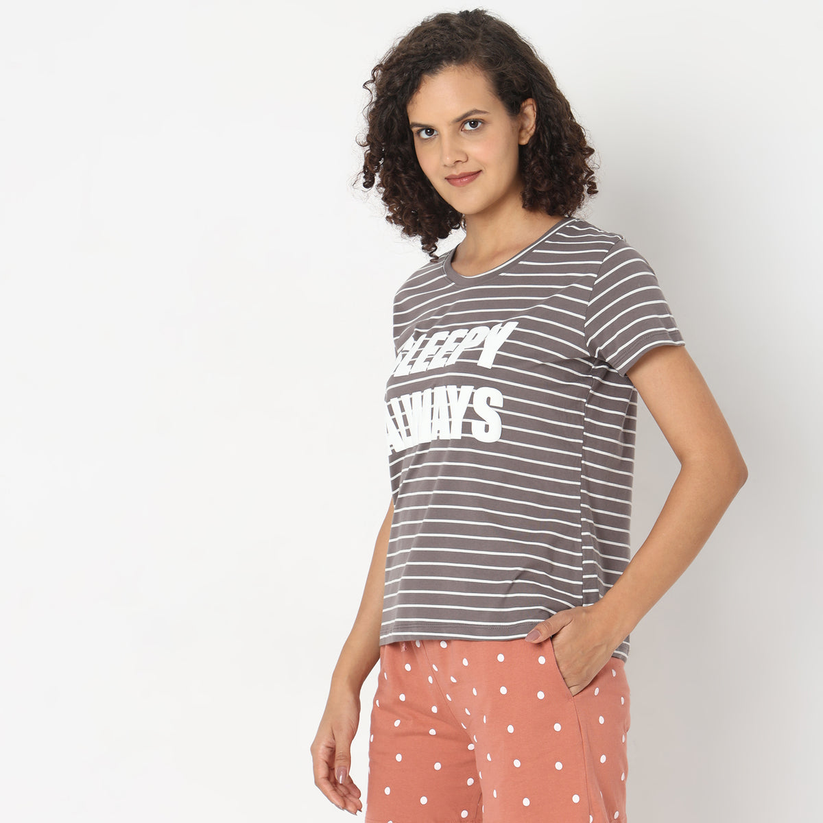 Regular Fit Striped Sleepwear Top