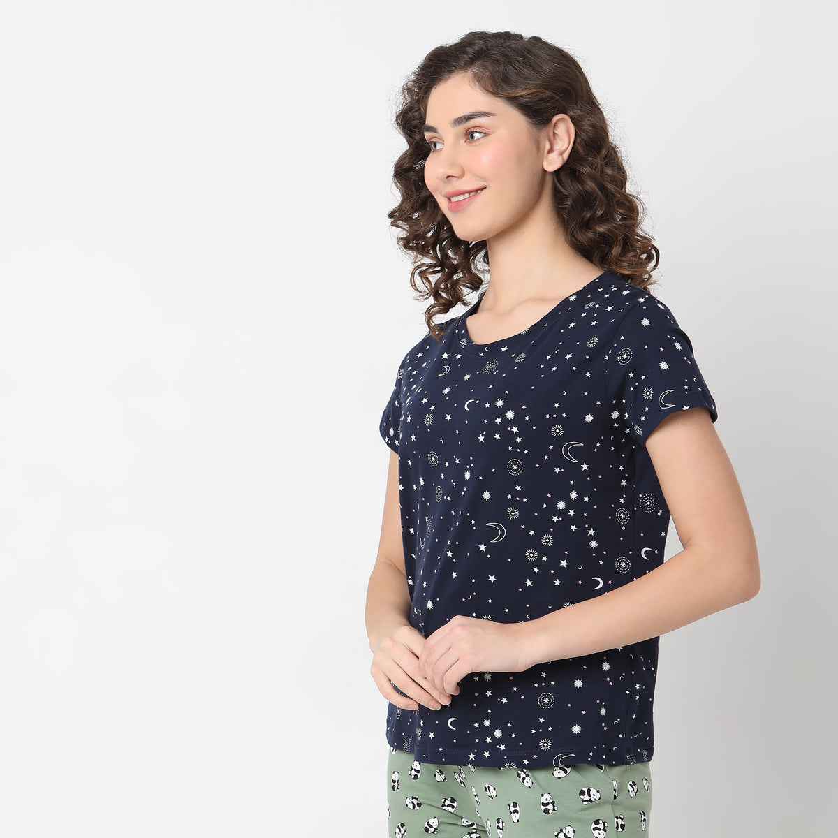 Regular Fit Printed Sleepwear Top