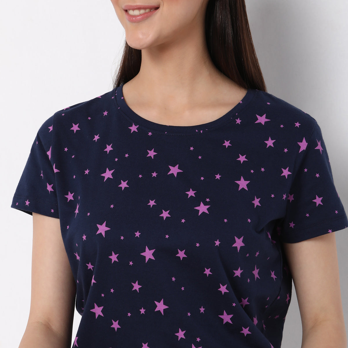 Regular Fit Printed Sleepwear Top