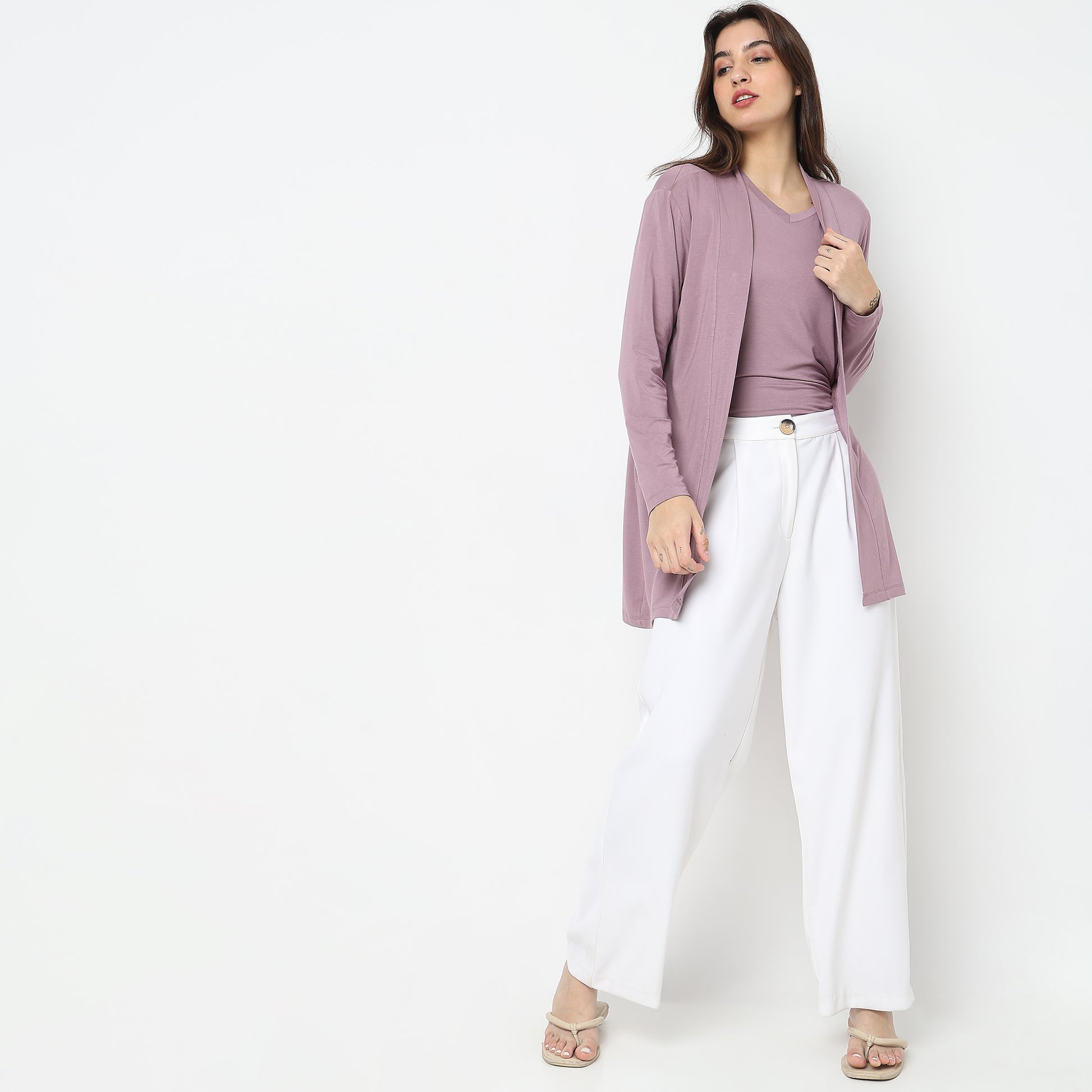 Regular Fit Solid Shrug