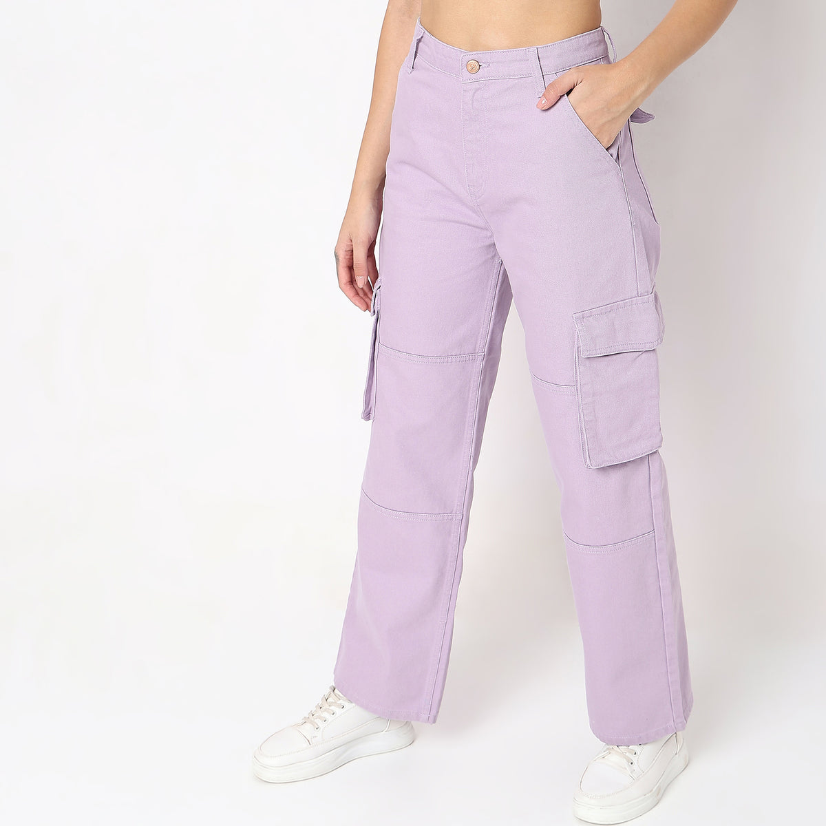 Regular Fit Solid High Rise Jeans