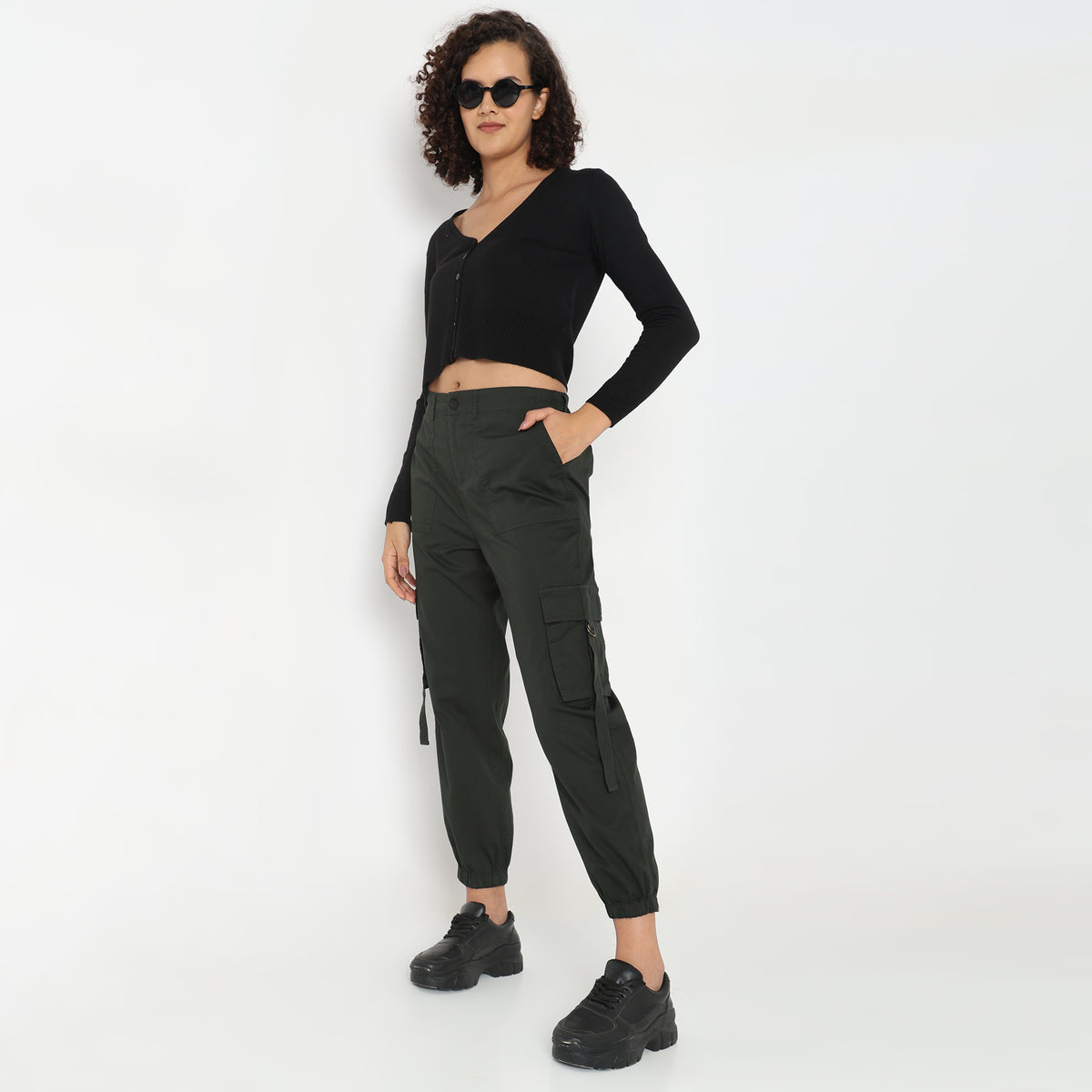 Regular Fit Solid Trousers