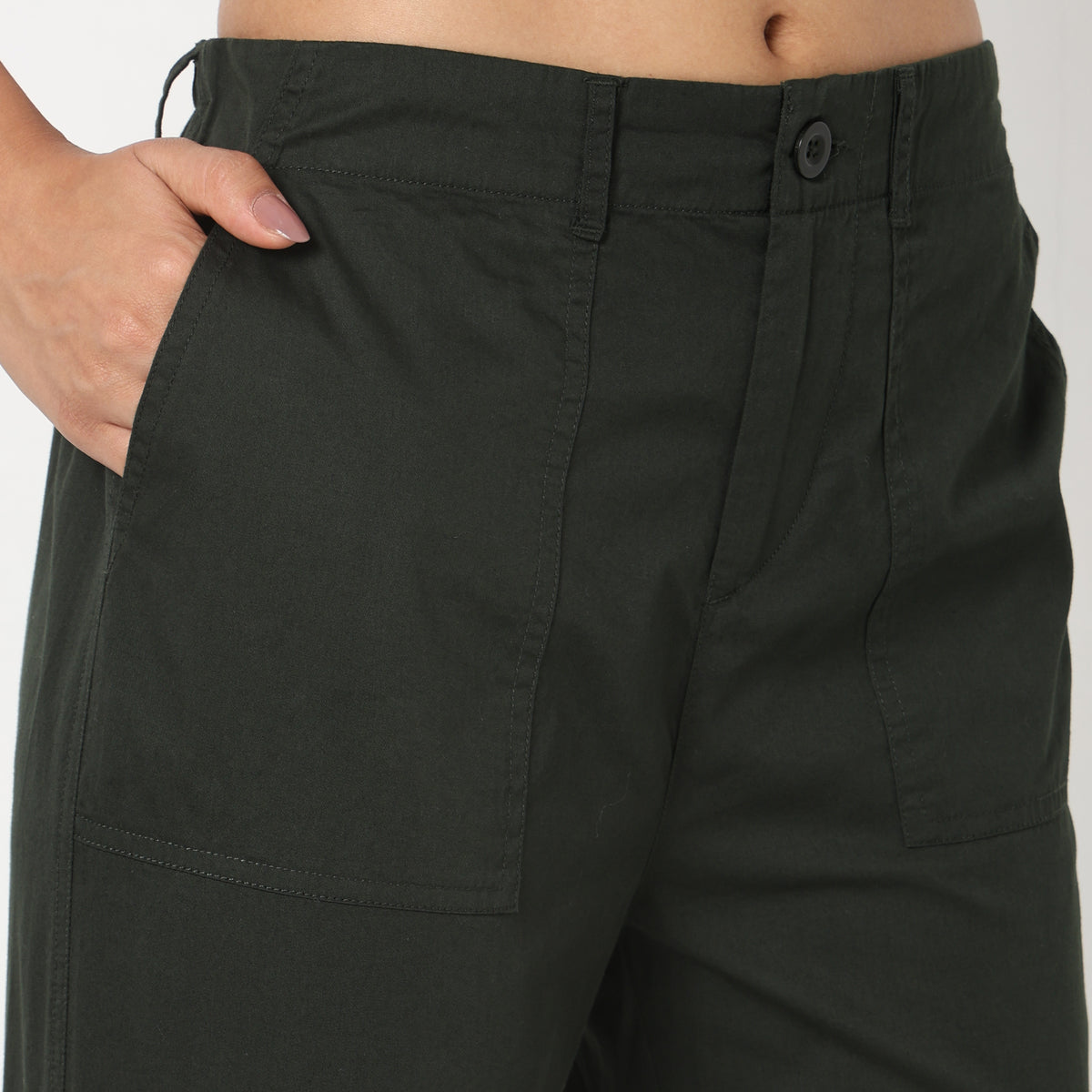 Regular Fit Solid Trousers