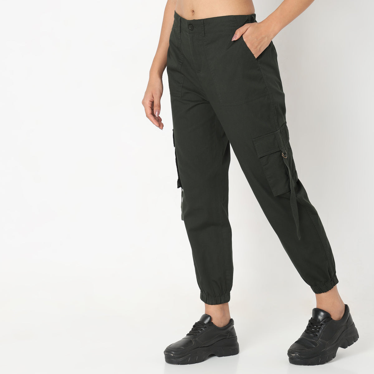 Regular Fit Solid Trousers