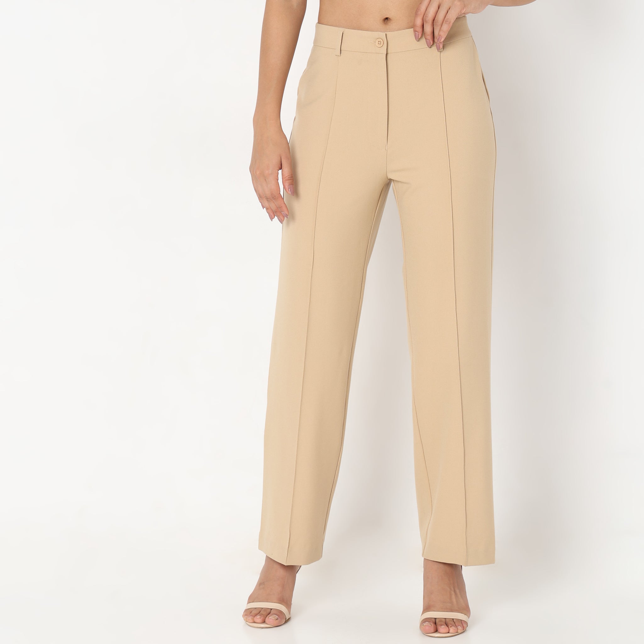 Regular Fit Solid Trousers
