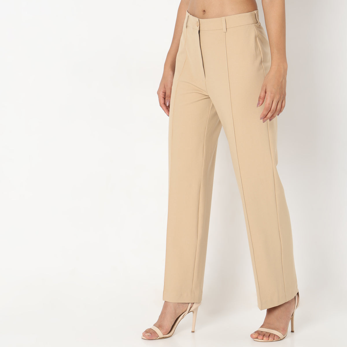 Regular Fit Solid Trousers