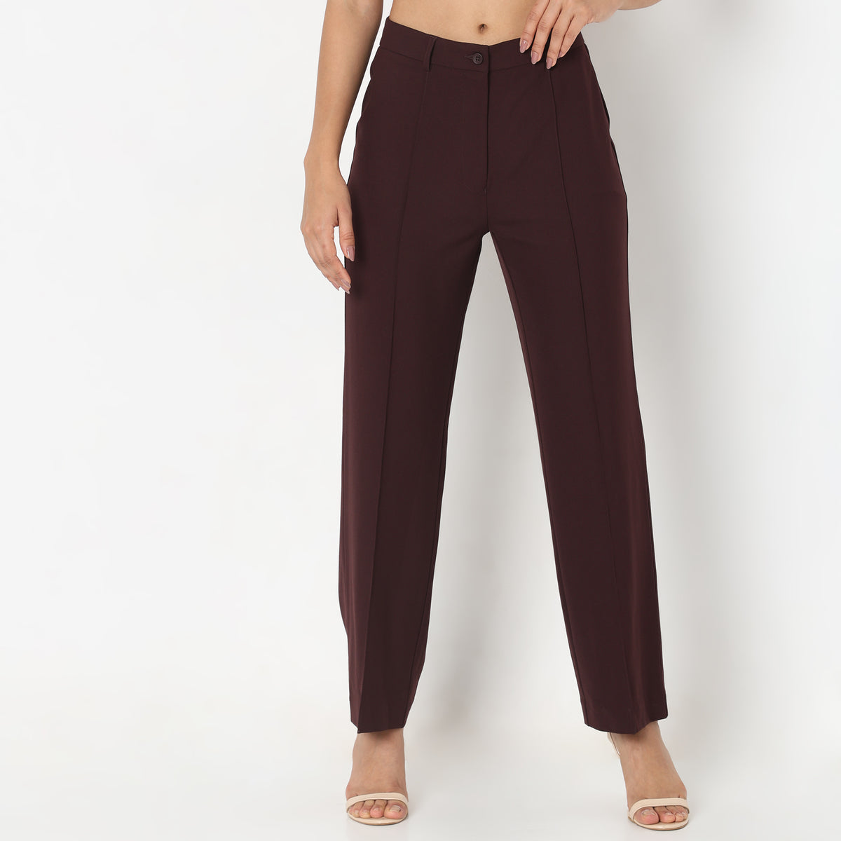 Regular Fit Solid Trousers