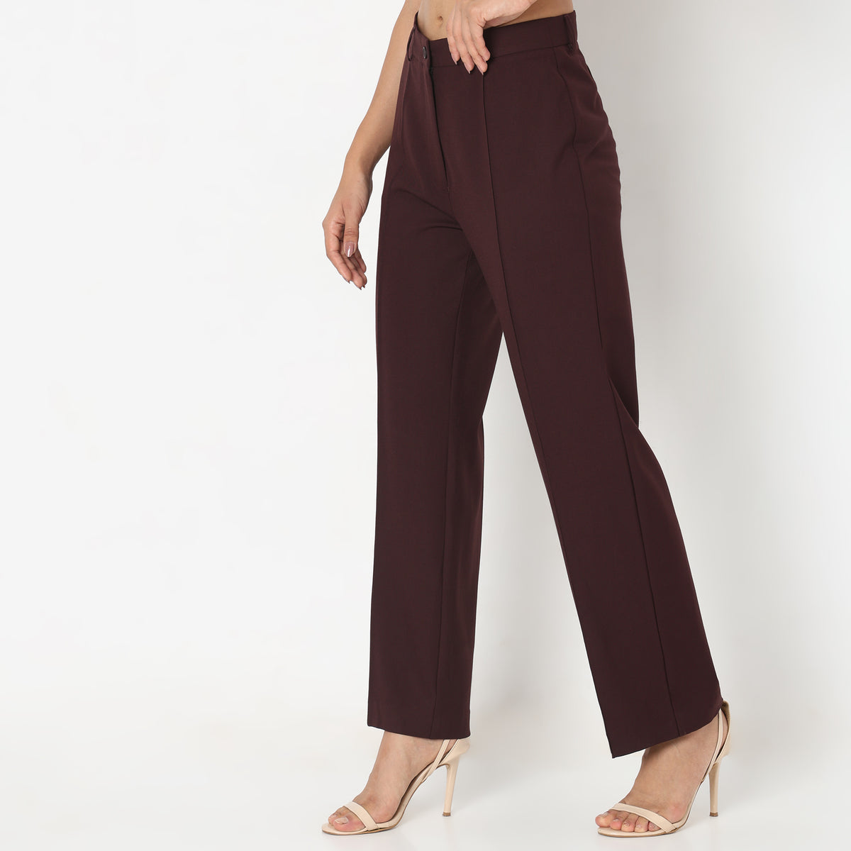 Regular Fit Solid Trousers