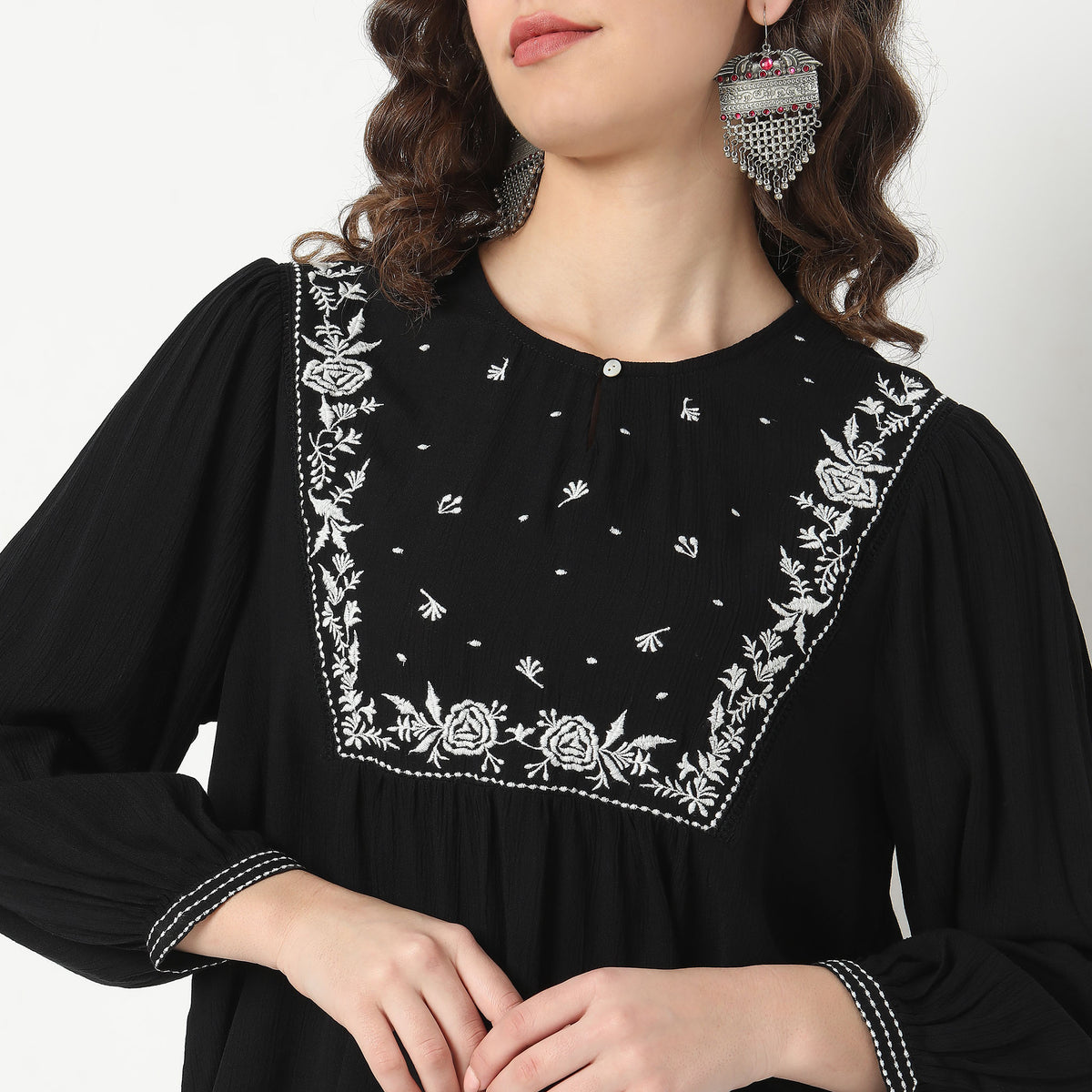 Regular Fit Embroidered Top