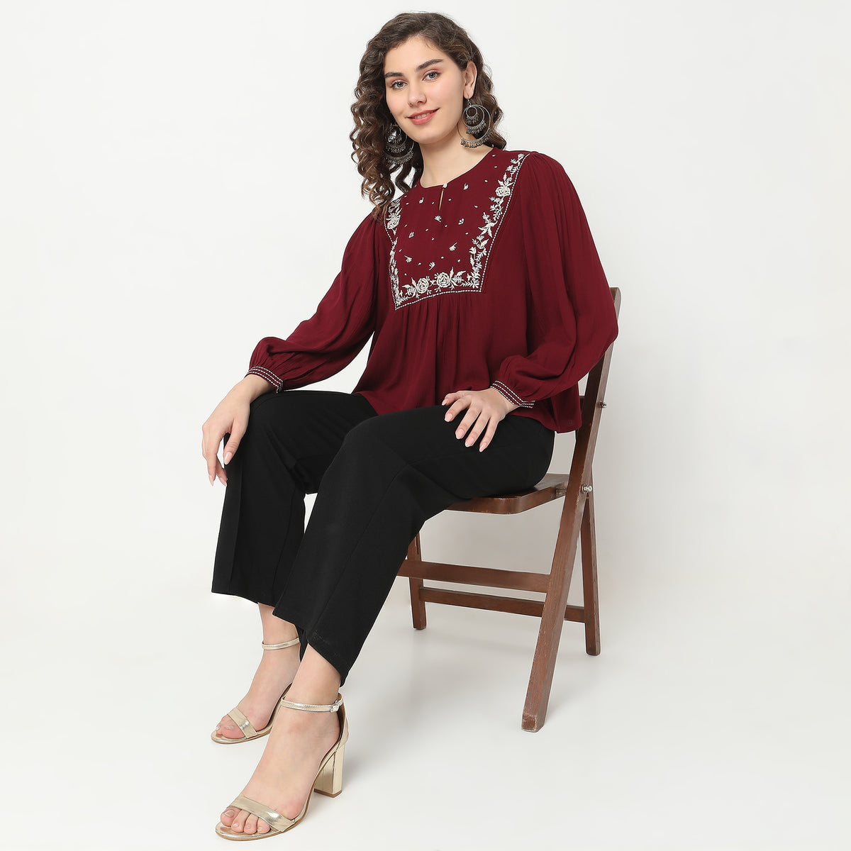 Regular Fit Embroidered Top